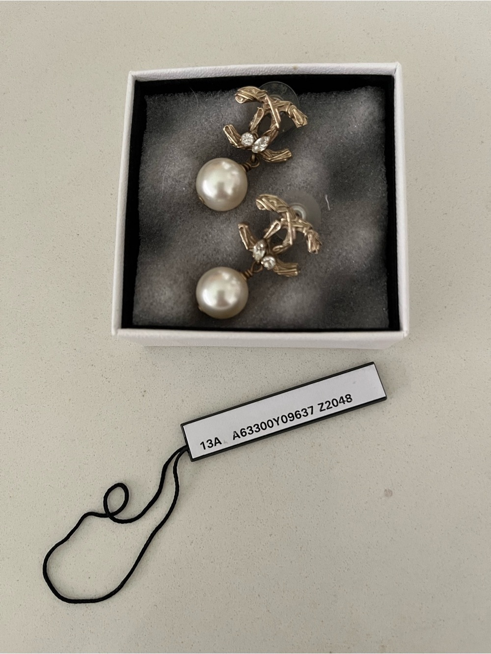 CHANEL Gold-Tone CC Pearl Drop Earrings - Gold and Cream - Picture 2 of 4